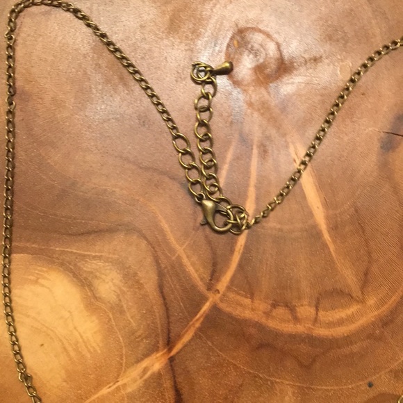 Antique Brass Crystal Drop Necklace - Picture 6 of 7